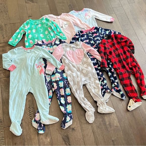 Carter's Other - Carter’s Fleece Sleepers Footies Pajamas PJs Toddler Girl 24M 2T